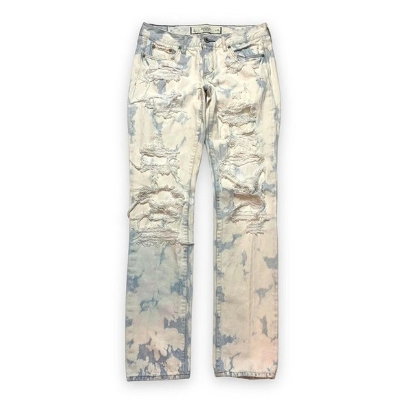 Abercrombie And Fitch Bleach Dyed Distressed‎ Low Rise Jeans Women's 26 - Picture 1 of 4